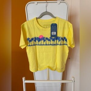 Life is Good Palm Sea Stripe Short Sleeve Boxy Tee